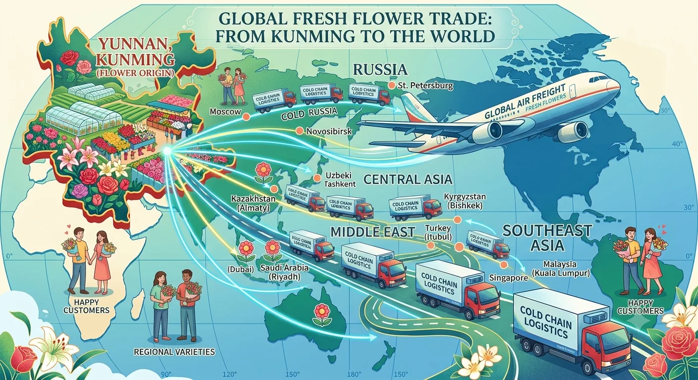 Customized fresh flower packing for export buyers