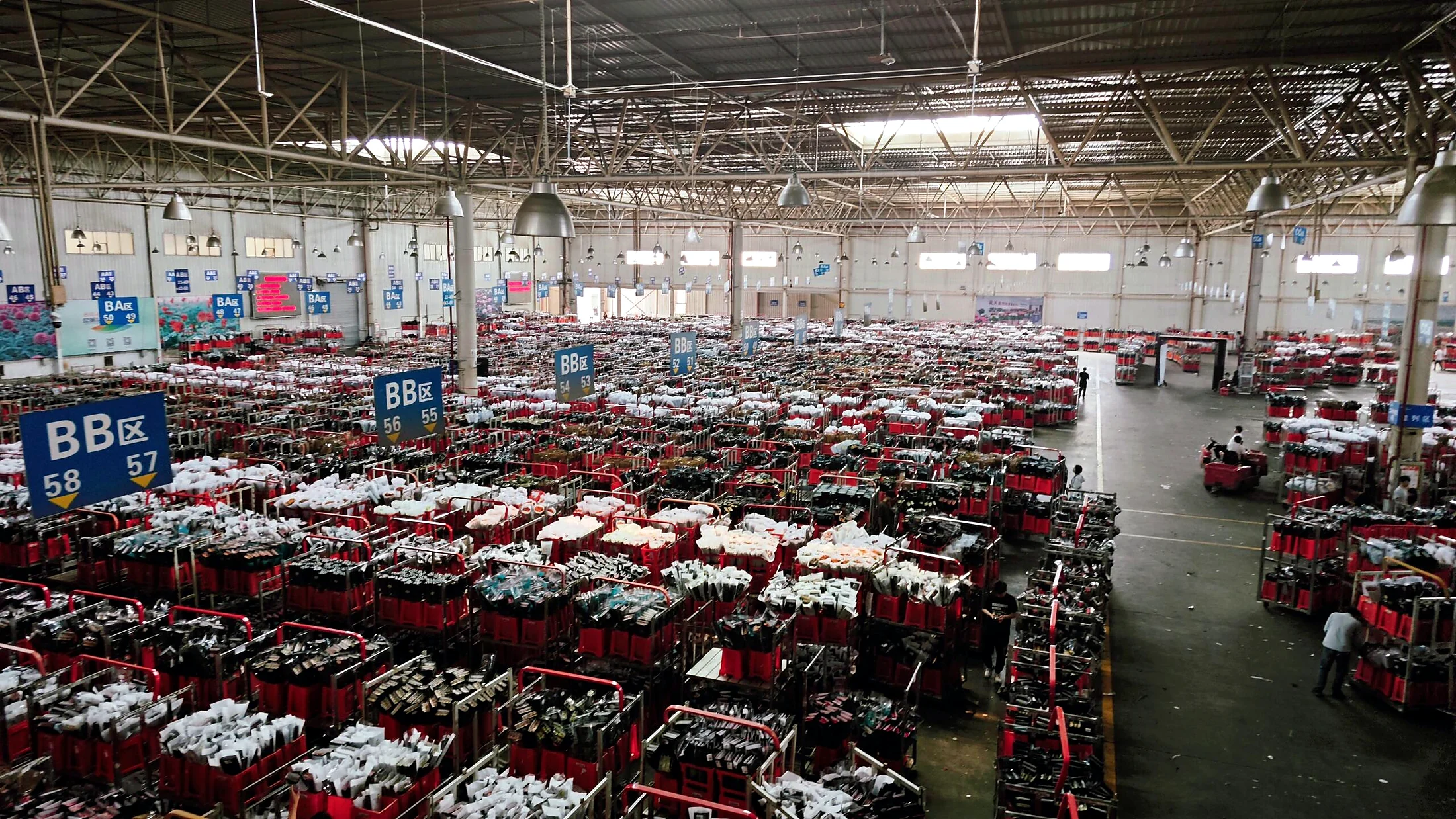 Large Kunming flower logistics hall prepared for export shipment