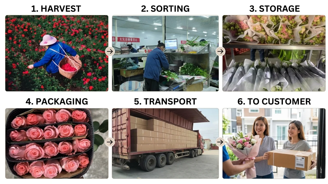 Flower cargo handling and export logistics operation
